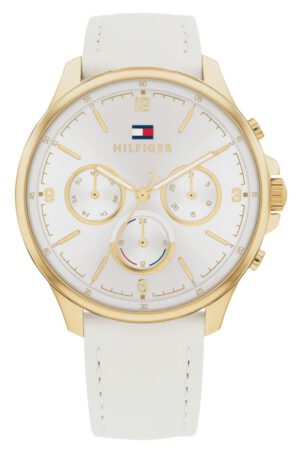 Tommy Hilfiger Damen Uhr 3 Zeiger Multifunktionsanzeige Leder Weiß 1782448