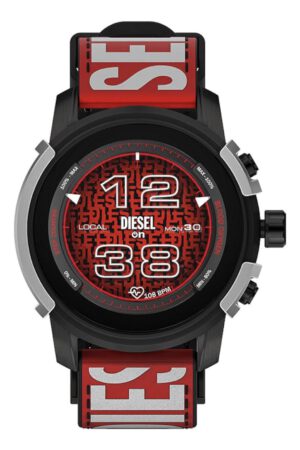 Diesel Smartwatch Herren mit Nylon Armband Rot/ Schwarz DZT2041