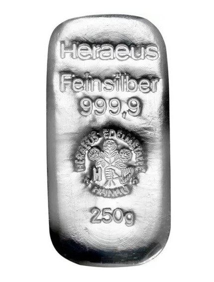 Silberbarren Heraeus 250 g Silber 999.9