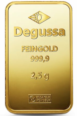 Degussa Goldbarren 2.5 Gramm 999.9 Gold im original Blister