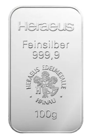 Silberbarren Heraeus 100 g Silber 999.9