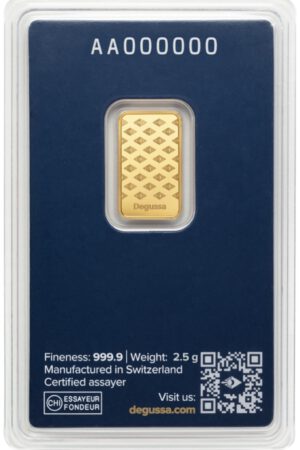 Degussa Goldbarren 2.5 Gramm 999.9 Gold im original Blister