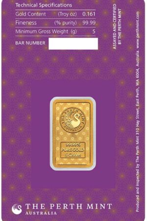 Perth Mint Goldbarren Diwali Lakshmi 5 Gramm 999.9 Gold im original Blister