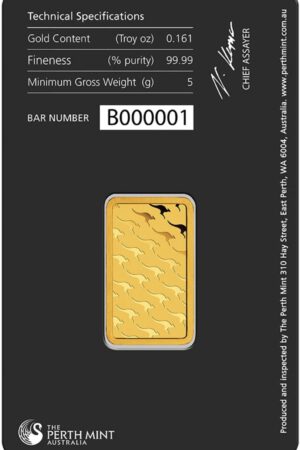 Perth Mint Goldbarren 5 Gramm 999.9 Gold im original Blister