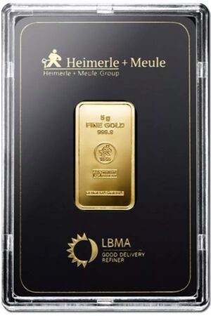 Heimerle + Meule Goldbarren 5 Gramm 999.9 Gold im original Blister