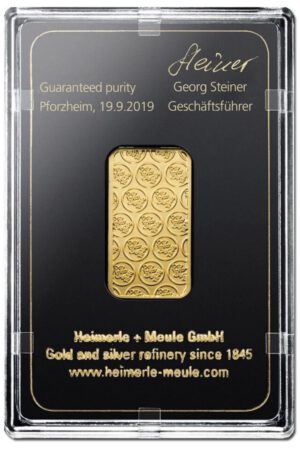 Heimerle + Meule Goldbarren 5 Gramm 999.9 Gold im original Blister