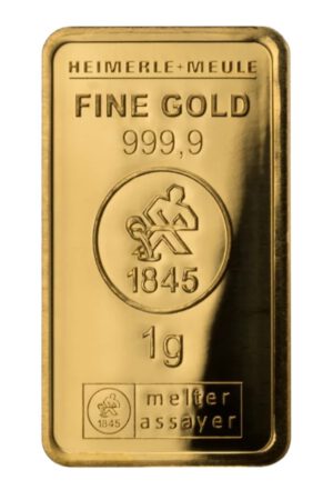 Heimerle und Meule Goldbarren Secain 1 Gramm 999.9  Gold im original Blister